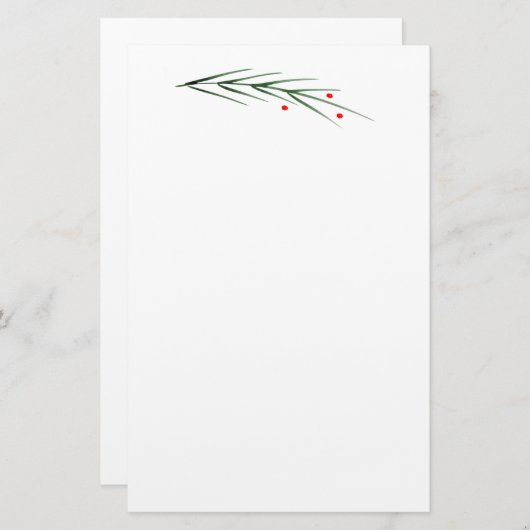 水彩松の葉と果実 便箋 (正面/裏面)