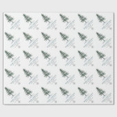 水彩松ぼっくりクリスマスツリー ホリデー ラッピングペーパー (フラット)