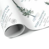 水彩松ぼっくりクリスマスツリー ホリデー ラッピングペーパー (ロールコーナー)