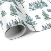 水彩松ぼっくりクリスマスツリー ホリデー ラッピングペーパー (ロールコーナー)