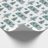 水彩松ぼっくりクリスマスツリー ホリデー ラッピングペーパー (角)