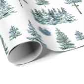水彩松ぼっくりクリスマスツリー ホリデー ラッピングペーパー (ロールコーナー)