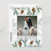 水彩松ぼっくり愛感謝ウェディングフォト ポストカード (正面/裏面)