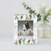 水彩松ぼっくり ラブ サンクス ウェディング フォト ポストカード (スタンド正面)