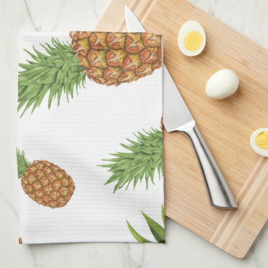 水彩松りんご模様1 キッチンタオル (四つ折り)