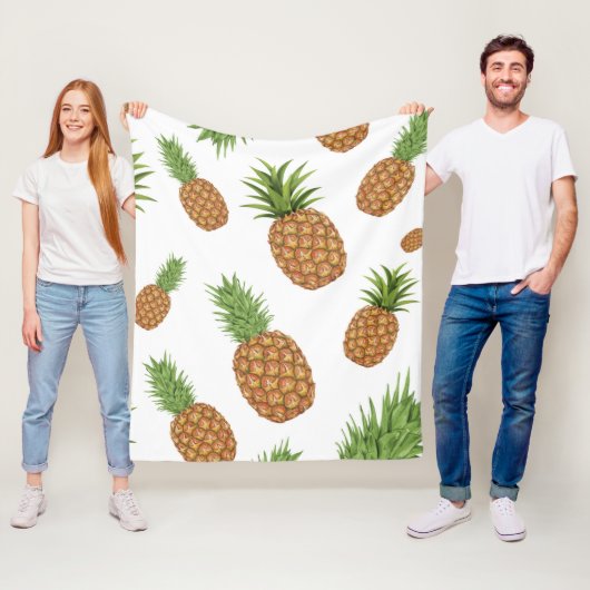 水彩松りんご模様1 フリースブランケット (インサイチュ)