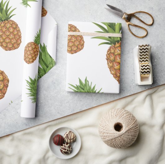 水彩松りんご模様1 ラッピングペーパー (クラフト)
