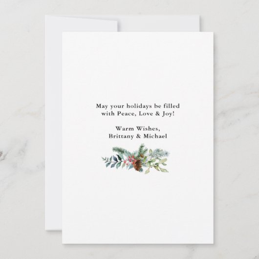 水彩松エレガントのフレーム結婚の写真 シーズンカード (裏面)