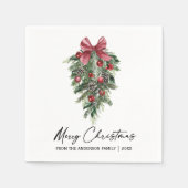 水彩松エレガント墨墨書聖クリスマス スタンダードカクテルナプキン (正面)