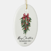 水彩松エレガント墨墨書聖クリスマス セラミックオーナメント (右)
