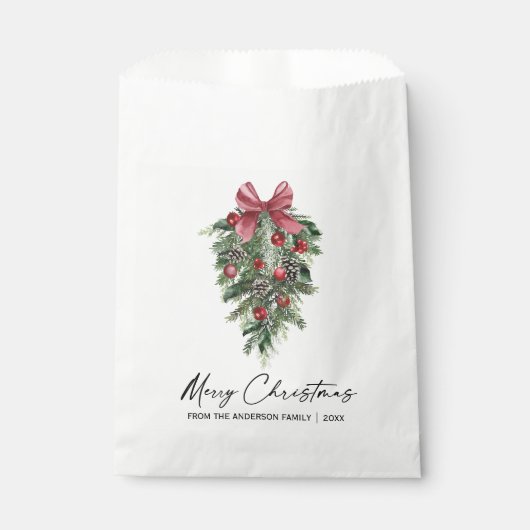 水彩松エレガント墨墨書聖クリスマス フェイバーバッグ (正面)