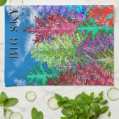 水彩松カラフル木キッチンタオル キッチンタオル (折り畳み)