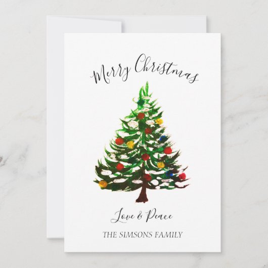 水彩松メリークリスマス シーズンカード (正面)