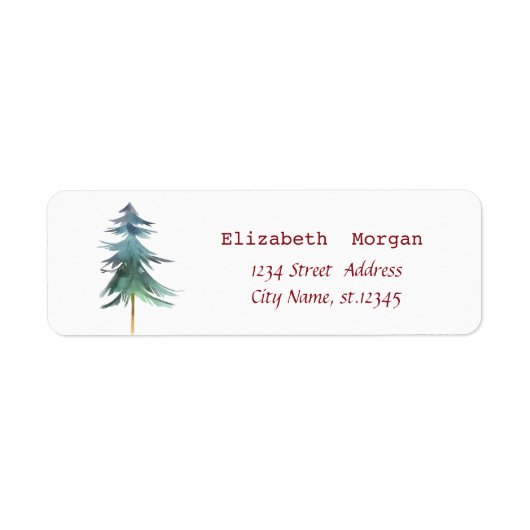 水彩松メリークリスマス ラベル (正面)