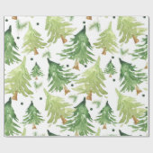 水彩松モダン素朴木 ラッピングペーパー (フラット)