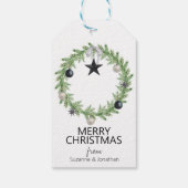 水彩松リース白黒クリスマス ギフトタグ (裏面)