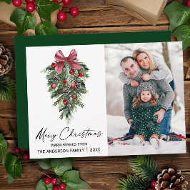 水彩松書道インククリスマスフォト シーズンカード