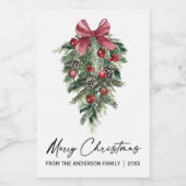 水彩松書道インククリスマスミニ ワインラベル (シングルラベル)