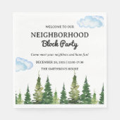 水彩松木周辺ブロックパーティー スタンダードランチョンナプキン (正面)