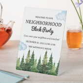 水彩松木周辺ブロックパーティー 台座サイン (インサイチュ)