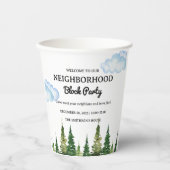 水彩松木周辺ブロックパーティー 紙コップ (正面)