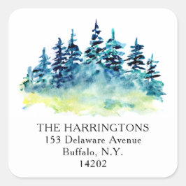 水彩松木手描き差出人住所 スクエアシール