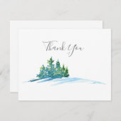 水彩松木雪景色サンキューカード サンキューカード (正面/裏面)