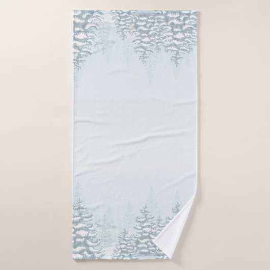 水彩松木雪松林 バスタオル (バスタオル)