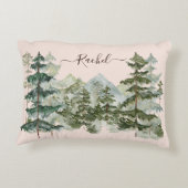 水彩松林と山の美学 アクセントクッション (裏面)