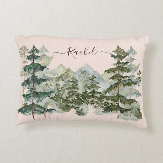 水彩松林と山の美学 アクセントクッション (裏面)