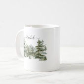 水彩松林と山の美学 コーヒーマグカップ (正面左)