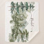 水彩松林と山の美学 シェルパブランケット (正面)