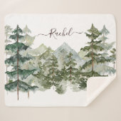 水彩松林と山の美学 シェルパブランケット (正面(横))