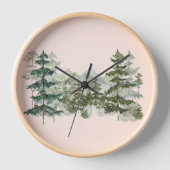 水彩松林と山の美学 壁時計 (正面)