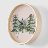 水彩松林と山の美学 壁時計 (傾斜)