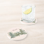 水彩松林と山素朴 コースター (側面)