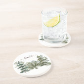 水彩松林と山素朴 コースター (側面)