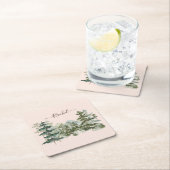 水彩松林と山素朴 スクエアペーパーコースター (インサイチュ)