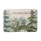 水彩松林と山素朴 バスマット (正面)