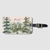 水彩松林と山素朴 ラゲッジタグ (正面横)