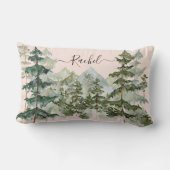 水彩松林と山素朴 ランバークッション (裏面)
