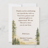 水彩松林と山結婚の サンキューカード (裏面)