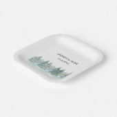 水彩松林のウェディング ペーパープレート (傾斜あり)