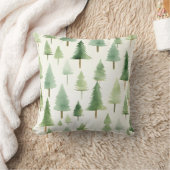 水彩松林のシームレスパターン クッション (ブランケット)