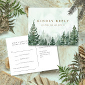 水彩松林ソングリクエストRSVPポストカード インビテーションポストカード
