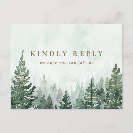水彩松林ソングリクエストRSVPポストカード インビテーションポストカード (正面)