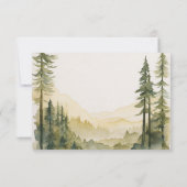 水彩松林山脈ウェディング 出欠カード (裏面)