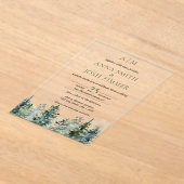 水彩松林素朴結婚ズ アクリル招待状 (レイダウン)