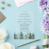 水彩松林素朴結婚ズ アクリル招待状 (インサイチュ (ウェディング))