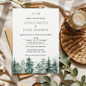 水彩松林素朴結婚ズ 招待状